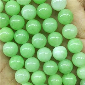 round Jade Beads, olive dye, approx 10mm dia
