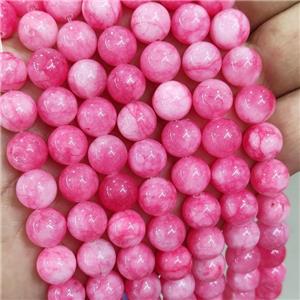 round pink Jade Beads, dye, approx 10mm dia