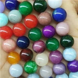 round Jade Beads, dye, mix color, approx 10mm dia