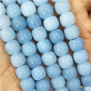 Blue Jade Barrel Beads Dye, approx 10mm