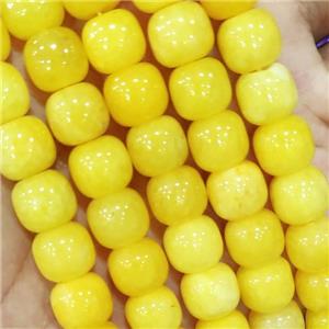 Yellow Jade Barrel Beads Dye, approx 10mm