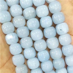 Lt.Blue Jade Barrel Beads Dye, approx 10mm