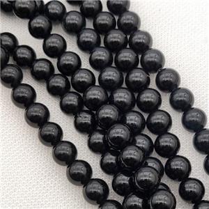 Round Jade Beads Black Dye Smooth, approx 14mm dia