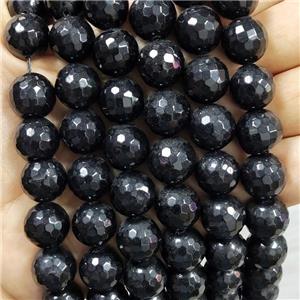 Black Jade Beads Dye Faceted Round, approx 14mm dia