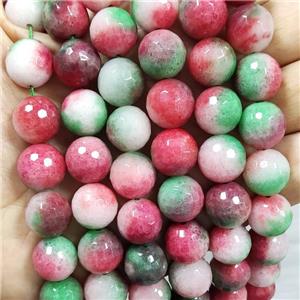 Redgreen Jade Beads Dye Faceted Round, approx 14mm dia