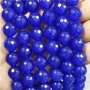 Blue Jade Beads Dye Faceted Round, approx 14mm dia