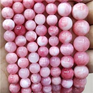 Natural Honey Jade Beads Pink Dye Smooth Round, approx 4mm dia