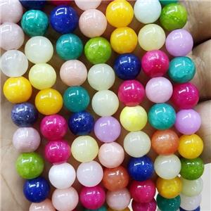 Natural Honey Jade Beads Mixed Color Dye Smooth Round, approx 8mm dia
