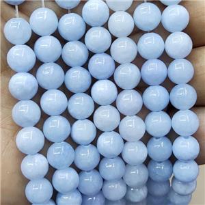 Natural Honey Jade Beads Lt.blue Dye Smooth Round, approx 8mm dia