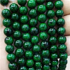 Natural Honey Jade Beads Deep Green Dye Smooth Round, approx 12mm dia