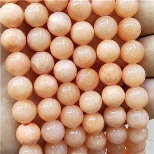 Natural Honey Jade Beads Peach Dye Smooth Round, approx 6mm dia