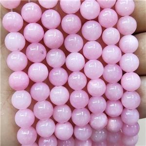 Natural Honey Jade Beads Pink Dye Smooth Round, approx 6mm dia