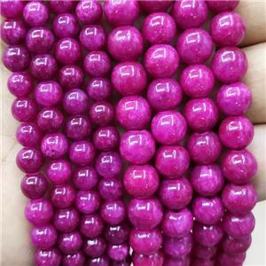 Natural Honey Jade Beads Hotpink Dye Smooth Round, approx 4mm dia