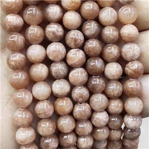 Natural Honey Jade Beads Peach Dye Smooth Round, approx 4mm dia