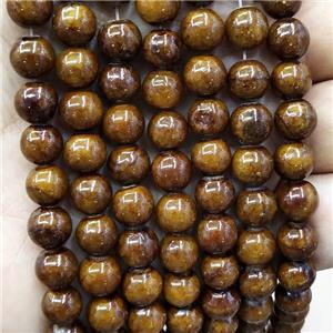 Natural Honey Jade Beads Golden Dye Smooth Round, approx 6mm dia