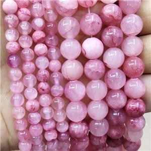 Pink Jade Beads Smooth Round Dye, approx 4mm dia