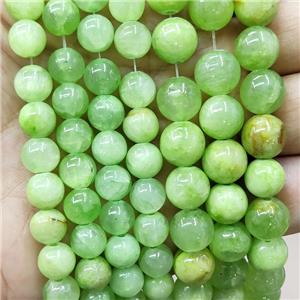 Green Jade Beads Smooth Round Dye, approx 6mm dia