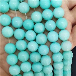 Green Jade Beads Dye Smooth Round, approx 12mm dia