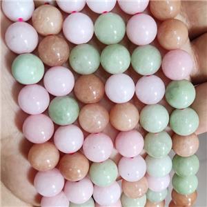 Round Spong Jade Beads Multicolor Dye Smooth, approx 6mm dia