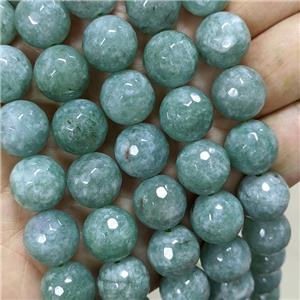 Green Jade Beads Faceted Round Dye, approx 12mm dia