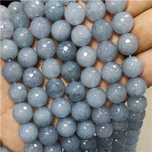 Gray Jade Beads Faceted Round Dye, approx 12mm dia