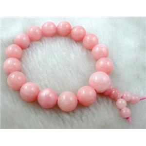 Stretch Jade bracelet, Pink, 12mm dia, 8 inch length