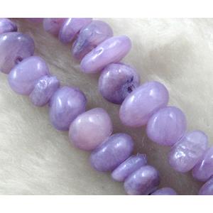 mashan jade bead chip, purple dye, approx 5-10mm, 36 inch length