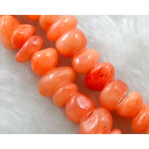 mashan jade bead chip, orange dye, approx 5-10mm, 36 inch length