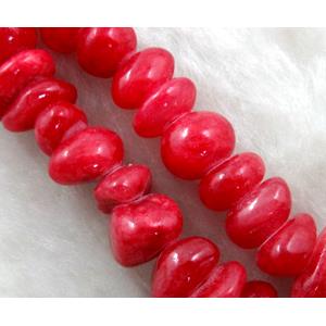 jade beads, red, Dye chips, stabile, approx 5-10mm, 36 inch length
