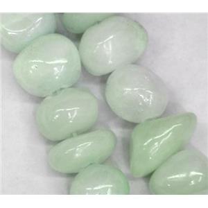 lt.green jade beads, freeform chips, stabile, approx 6-10mm, 28 inches length