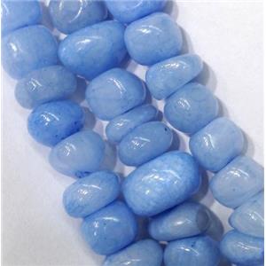 blue jade beads, freeform chips, stabile, approx 6-10mm, 28 inches length