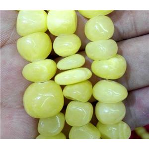 yellow jade beads, freeform chips, stabile, approx 6-10mm, 28 inches length