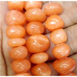 jade beads, freeform chips, stabile, orange, approx 6-10mm, 28 inches length