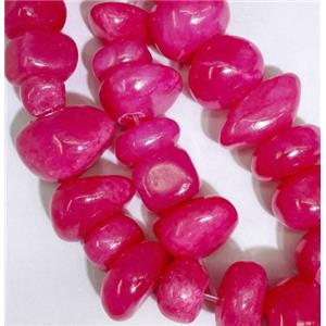jade beads, freeform chips, stabile, red, approx 6-10mm, 28 inches length