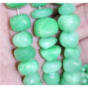 jade beads, freeform chips, stabile, green, approx 6-10mm, 28 inches length