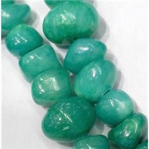 green jade beads, freeform chips, stabile, approx 6-10mm, 28 inches length