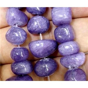 purple jade beads, freeform chips, stabile, approx 6-10mm, 28 inches length