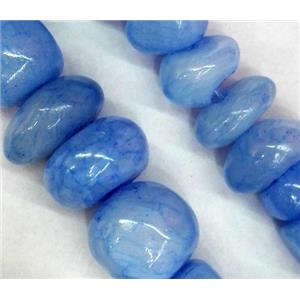 blue jade beads, freeform chips, stabile, approx 6-10mm, 28 inches length