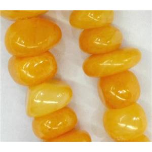 jade beads, freeform chips, stabile, gold, approx 6-10mm, 28 inches length