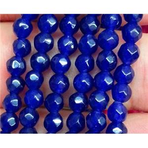 jade bead, faceted round, lapis lazuli, approx 4mm dia, 15.5 inches
