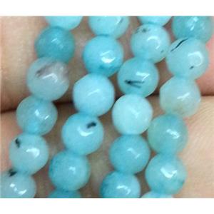 aqua jade bead, faceted round, approx 4mm dia, 15.5 inches