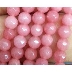 pink jade beads, faceted round, approx 4mm dia, 15.5 inches
