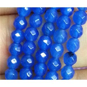 deep-blue jade bead, faceted round, approx 4mm dia, 15.5 inches