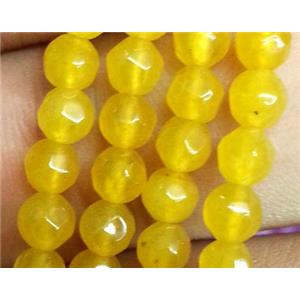 yellow jade beads, faceted round, approx 4mm dia, 15.5 inches