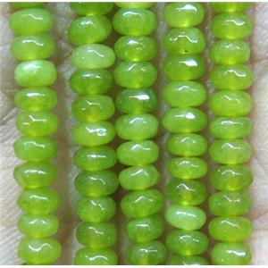 olive Jade beads, faceted rondelle, dye, approx 2x4mm