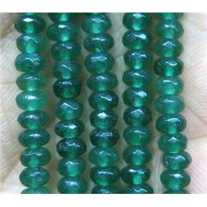 green Jade bead, faceted rondelle, dye, approx 2x4mm