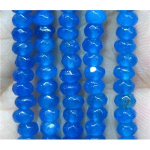 blue Jade bead, faceted rondelle, dye, approx 2x4mm