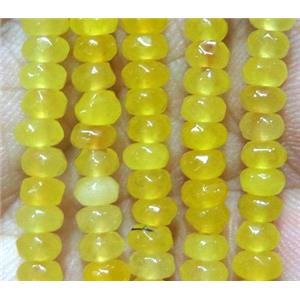 yellow Jade bead, faceted rondelle, dye, approx 2x4mm