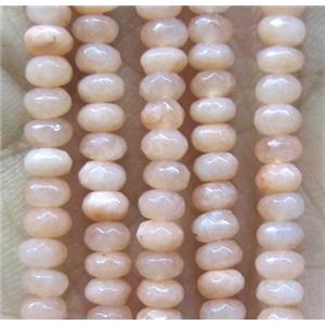 pink jade bead, faceted rondelle, pink dye, approx 2x4mm