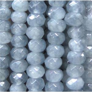 jade beads, faceted rondelle, lt.gray dye, approx 2x4mm